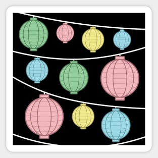 Lanterns | Green Pink Yellow Blue | Pastel Sticker